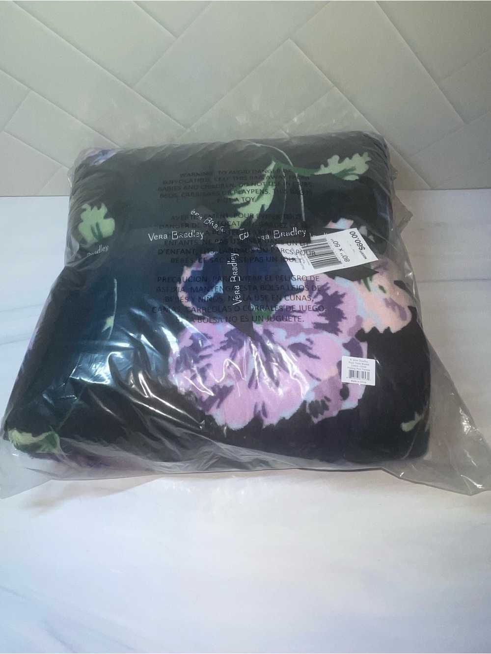Vera Bradley Plush Throw - Floating Plum Pansies - 80x50 - New